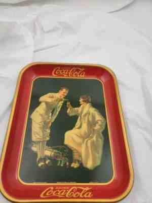 Coca-Cola 1926 Tin Serving Tray Golf Couple Original