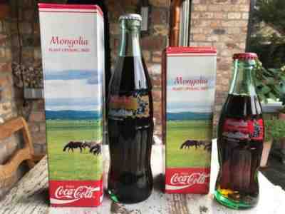 Coca Cola 2 Bottles Mongolia Plant opening 2002 and box