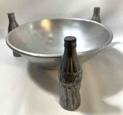 VINTAGE 1935 COCA COLA ALUMINUM BOWL COKE BOTTLE LEGS BRUNHOFF PRETZEL DISH