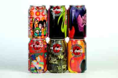 2002 Coca Cola 6 cans (ONE OF A KIND) set, Spain; Contagiate Coca-Cola de Musica