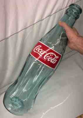 1970'S HUGE 23" COCA COLA GIANT GLASS DISPLAY PROMO BIG BOTTLE COKE PEPSI - RARE