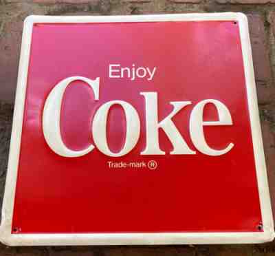 RARE RED ENJOY COKE COCA COLA METAL SCIOTO SIGNS KENTON OH USA 1982 18in. x 18in