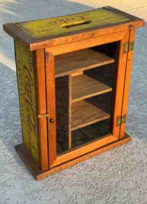 MADE FROM A COCA COLA WOODEN CRATE CURIO DISPLAY CABINET CASE 14" X 17" X 6.5"