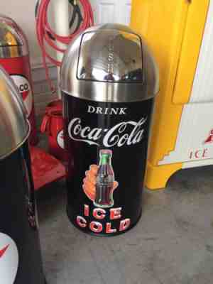 Coca Cola ICE COLD Trash Can SS TOP VERY NICE!!! 12 Gal. 29" Tall