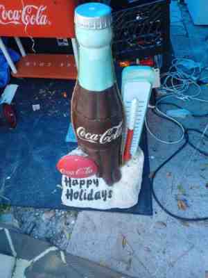 Large Coca Cola Fiber Optic Christmas Happy Holidays Light Display 36" Figurine