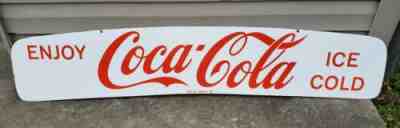 Vintage Coca Cola Porcelain Sign Delivery Truck Advertising Gas Oil Can Soda Pop