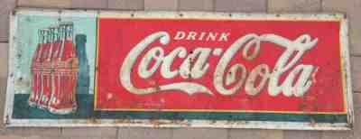 Drink Coca Cola Large Embossed Tin Sign Vintage Bottle Patent Date 12- 25-1923