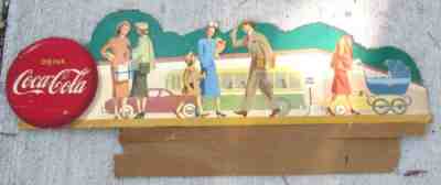 Vintage Original Coca Cola 40" Cardboard Advertising Easel Sign Drug Store Bus