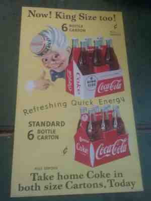 Vintage 1955 Coca Cola Litho Poster 27" x 16" Great Condition