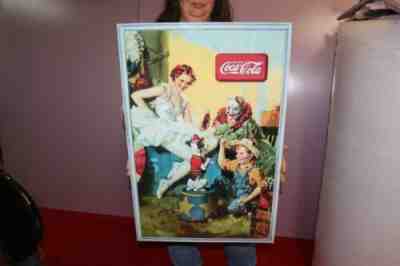 Rare Vintage 1936 COCA COLA Circus Clown Soda Pop 27" Lithograph Sign