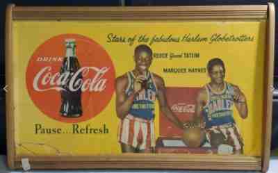 RARE ANTIQUE 1952 Harlem Globetrotters Coca Cola Broadside SIGN Tatum Haynes WOW