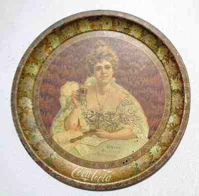 rare old tin litho Hilda Clark serving tray advertising Coca Cola