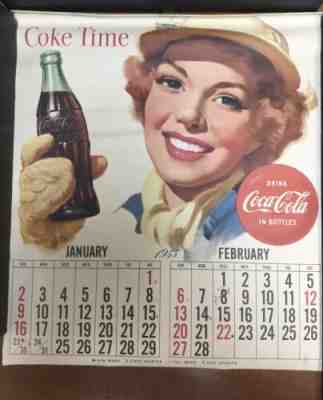 Vintage Original 1955 Coca Cola Pinup Girl Art Santa COKE TIME - Complete