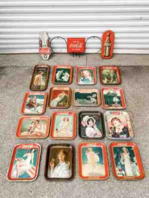 Original Coca Cola Serving Trays, Thermometers, Aisle Maker Sign Collection !!