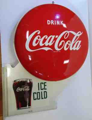 NICE VINTAGE COCA-COLA DOUBLE SIDED FLANGE SIGN STYLED A-M 1-50