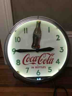 1948 Swihart Products Neon Coca Cola Rocking Bottle Clock NM condition