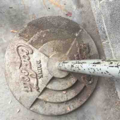 Antique Coca Cola Cast Iron Sign Lollipop Policeman Base Stand