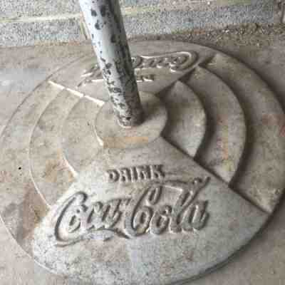 Antique Coca Cola Cast Iron Sign Lollipop Policeman Base Stand with pole