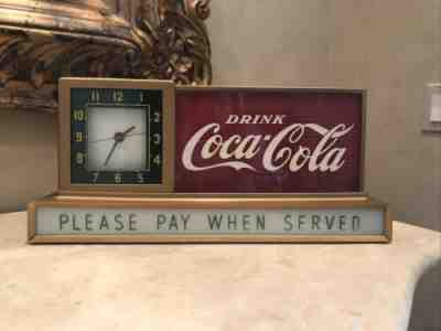 Vintage DRINK COCA COLA Lighted FountainÂ  Sign With Clock