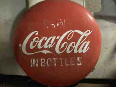 Vintage Advertising Porcelain COCA COLA Coke Button sign 48" FREE SHIPPING!