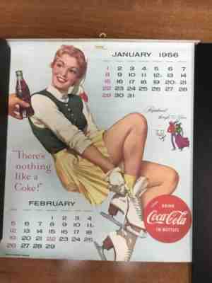 Vintage Original 1956 Coca Cola Coke Pinup Girl Art Calendar - Complete