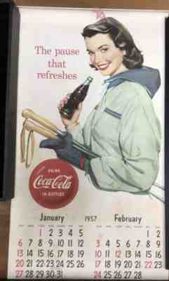 Vintage Original 1957 Coca Cola Coke Pinup Girl Art Calendar - Complete