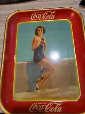ORIGINAL, 1933, "Scarce" Coca-Cola Soda Serving Tray, VG Condition Frances Dee
