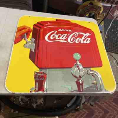 NICE! Original 1940 Coca-Cola Fountain Double-Sided Porcelain Hanging sign 26"