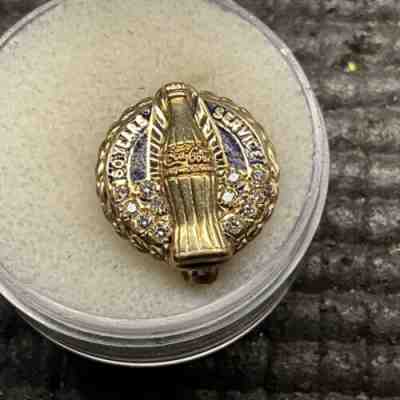 Coca Cola 10k Gold 12 Diamond Stunning 60 Year Service Award Pin. Only One Seen!
