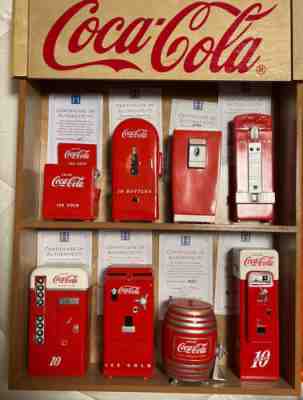 Rare 8 Miniature Coke Machine Hamilton Collection Coca-Cola COA Display Complete