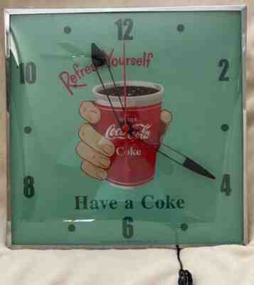 Coca-Cola Lighted Advertising Pam Clock Have a Coke FREE SHIP