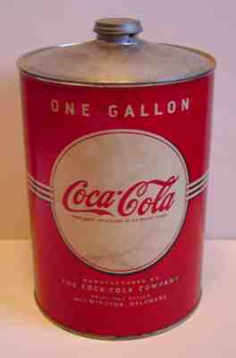 Vtg 1930's Coca-Cola 1 Gallon Syrup Metal Can Paper Label Red/White/Green W/Lid