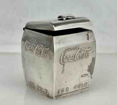 Rare Vintage Coca Cola Advertising Sterling Silver Mini Cooler Inkwell - 88924