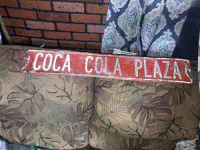 Antique coca cola plaza street sign Vintage