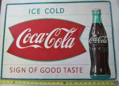 COCA COLA SIGN OF GOOD TASTE COKE ORIGINAL ADVERTISING TIN PAINT SODA 28 x 22