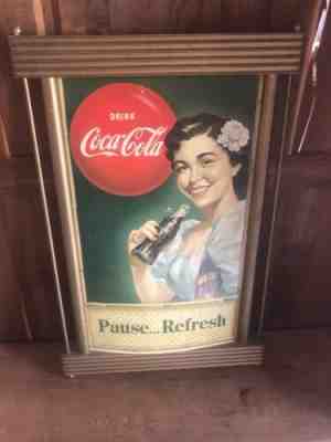 New ListingVintage Coca-Cola sign Cardboard Original 1940's Pause... Refresh "Rare" Framed
