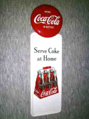 Original Vintage Coca Cola Pilaster Sign 6-Pack
