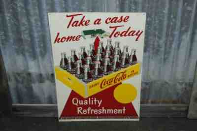 1952 Coca-Cola "Take A Case Home Today" Single Sided Tin advertising Sign