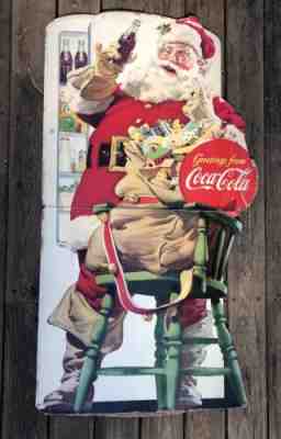 1948 Vintage Coca Cola Coke Santa Claus Christmas Sign Store Display Standee