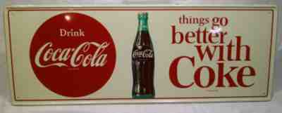 Vintage Original 1964 Coca Cola Self Framed Tin Sign