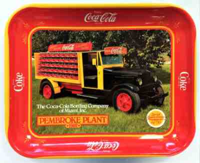Coca Cola 1982 Commemorative Tray; Pembroke, Miami, FL; 1915 Truck; LMT 1/750 NM