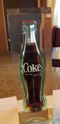 Vintage Coca-Cola Classic Bottle Encased in Lucite Unopened Bottle 6 1/2 oz LTP