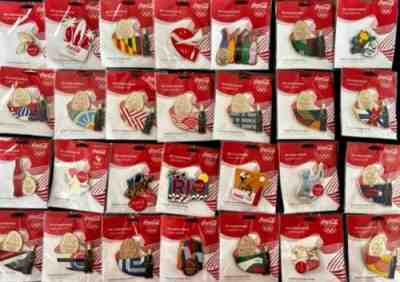 LOT OF 28 PINS PIN RIO 2016 COCA COLA OLYPIC GAMES NEW HTF OFFICIAL COLLECTIBLE