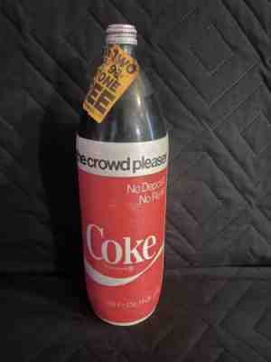 Vintage Coca Cola Glass Bottles w Red Styrafoam Label 48oz Empty