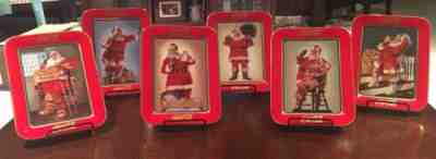 6 Coca-Cola Franklin Mint Heirloom Santa Square Plates w/ COA