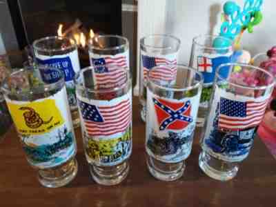 Coca Cola Bicentennial Pittsburgh Press Flag Glasses Lot of 8