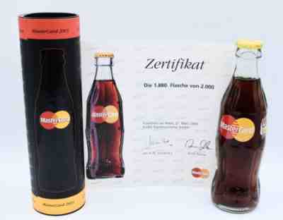 *HTF! 2003 MasterCard Tennis Open Coca Cola Bottle w Tube & Certificate #1880