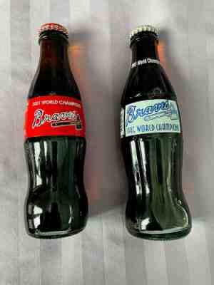 1995 & 2021 Braves World Series Champions Coca Cola Bottle Set New MLB Coke Rare