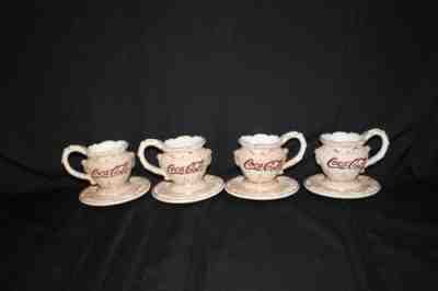 KW-Coca-Cola 1998 Cracker Barrel Victorian Series Tea Cups with Saucers set/4