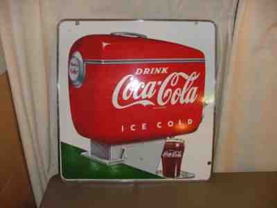 Coke Coca-Cola Boat Motor Fountain Head Soda Pop Dispenser Porcelain Sign 27x28